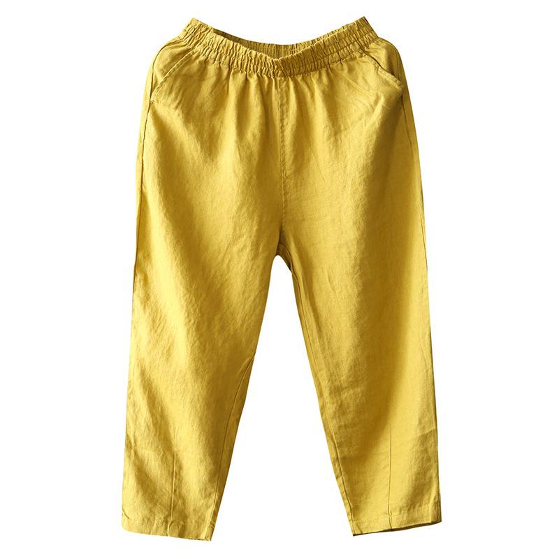 Women's Summer 2025 Cotton-Linen Slim Harem Pants - Korean Style, Loose Fit, Nine-Point Casual Carrot Pants.