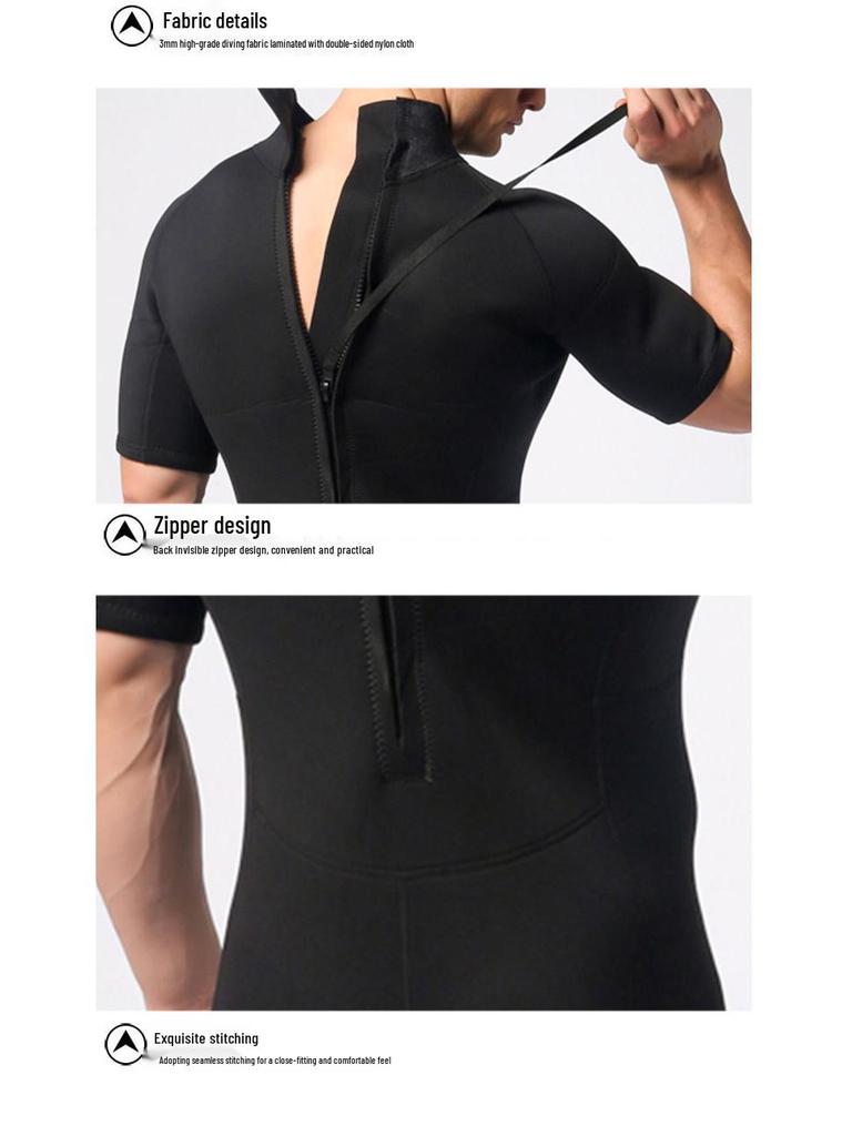 Men's 3mm Neoprene Shorty Wetsuit for Diving and Surfing