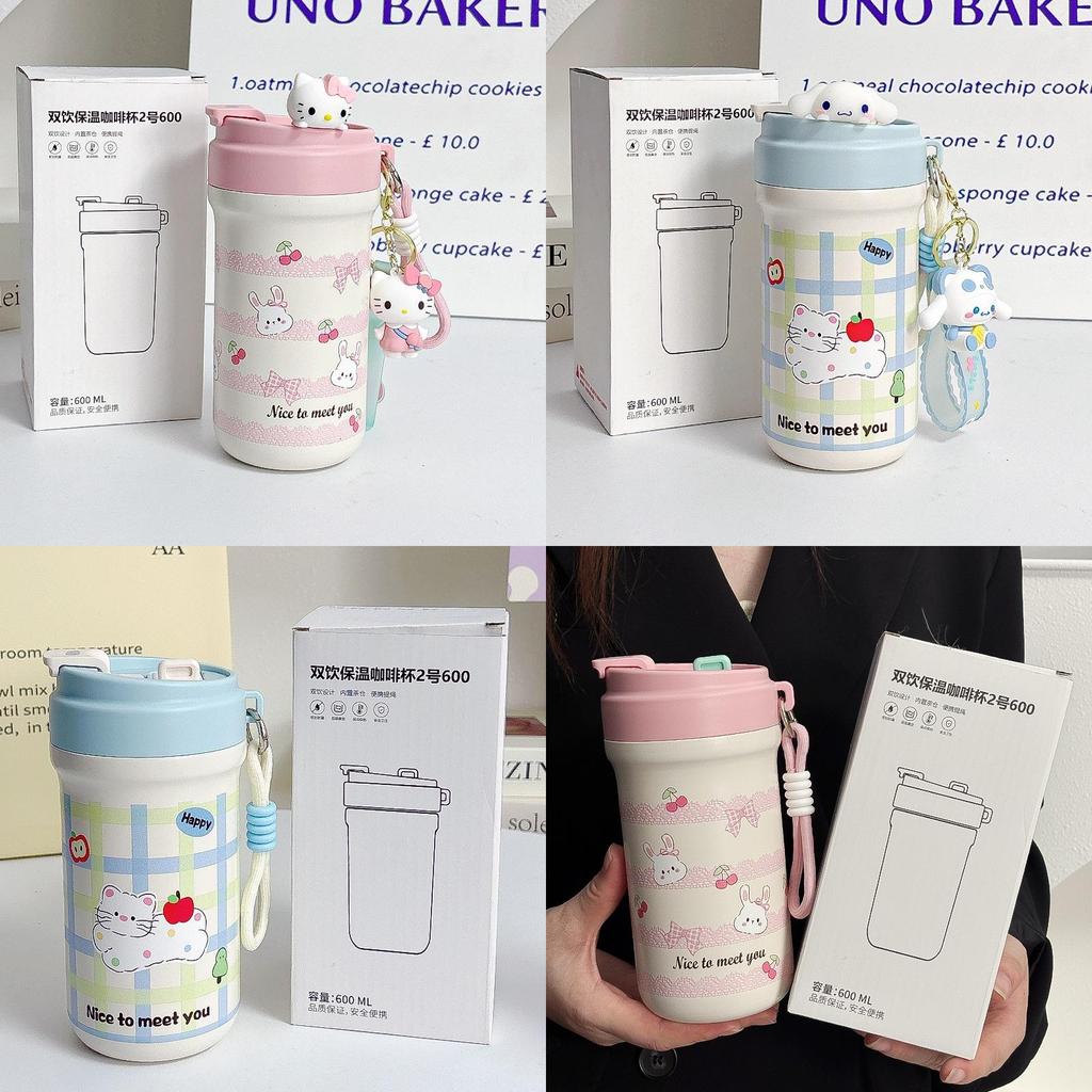 Sanrio Stainless Steel Travel Mug With Handle And Leakproof Lid For Kids And Students