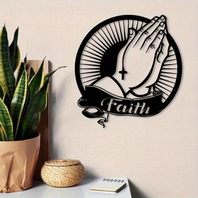 Vintage Faith Hand Sun Metal Wall Art Powder Coated Iron Christian Home Decor Prayer Room Gift