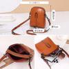 2025 Fall/Winter New Casual Double Zipper Cowhide Single Shoulder Women's Bag Genuine Leather Vertical Crossbody Small Bag Women's Phone Bag