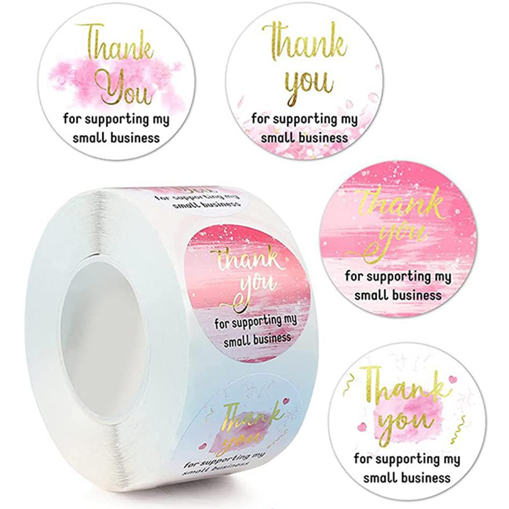 500Pcs/roll THANK YOU Stickers Four Color Business Card Set Customer Business Sealing Sticker Labels Birthday Wedding Gifts Card