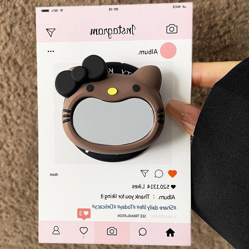 KT Cartoon Silicone Phone Holder with Retractable Airbag and Mirror