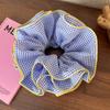 Retro Colorful Lattice Ruffles Hair Scrunchies Headbands for Womens Girls Sweet Romance Hair Rope Rubber Band Hair Accessories