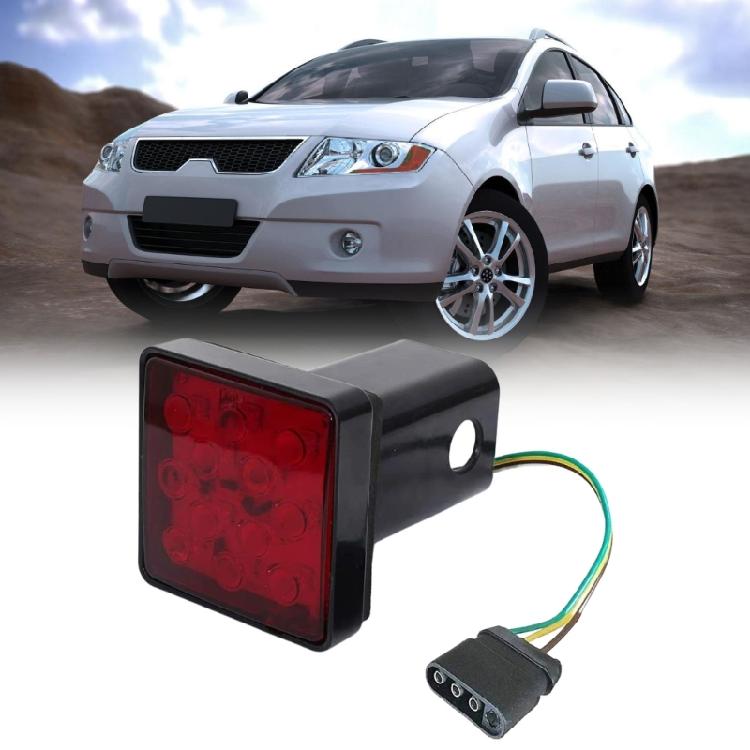 Universal 2Inch Stop Tail Light Brake Light Trailer Hitch Cover 12 LED for Truck SUV 2'' Towing Hitch Receiver