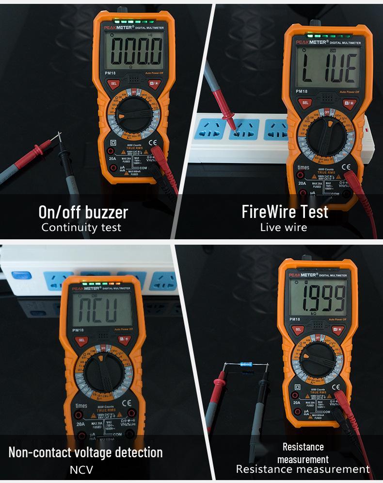 Huayi PM18C High-Precision Digital Multimeter with Smart Anti-Burn & Capacitance Meter for Electricians