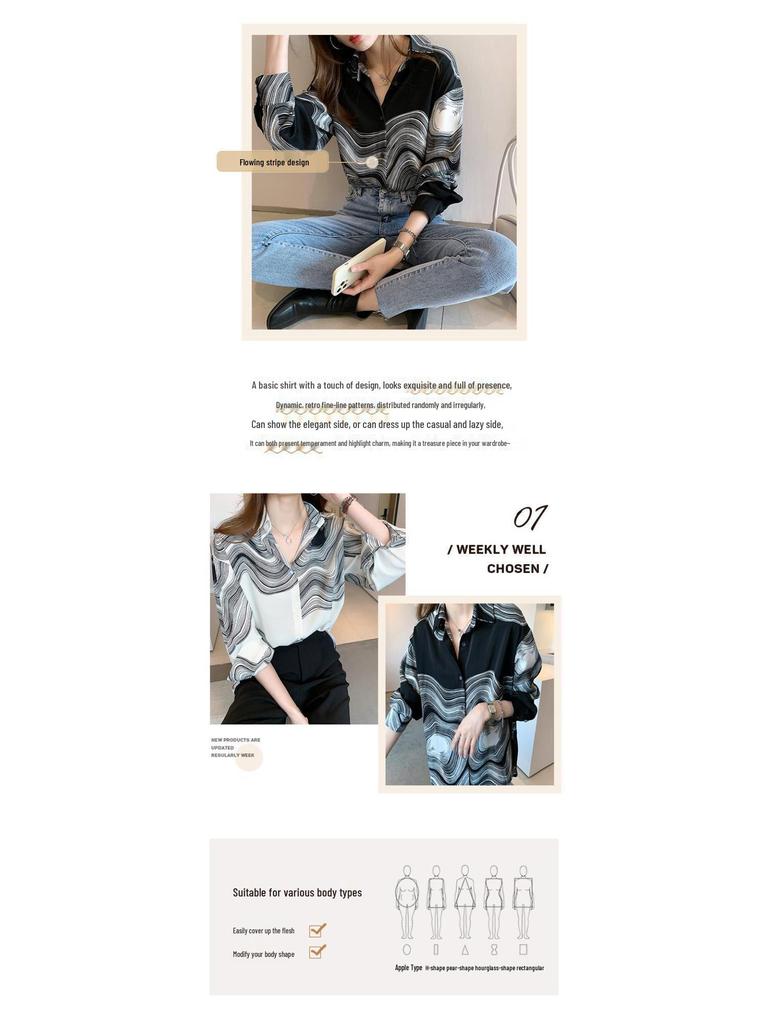 Camicia Versatile in Chiffon a Manica Lunga Taglie Forti - Nuovo Design Primavera