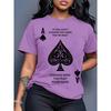 Plus Size Women's Ace of Spades Graphic T-Shirt - Casual Short Sleeve Crew Neck Top