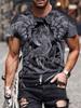 New Summer Daily Casual Men's Tops Street Fashion Dragon And Skull Printed Men's T-shirt Outdoor Sports Light  Mens Tee