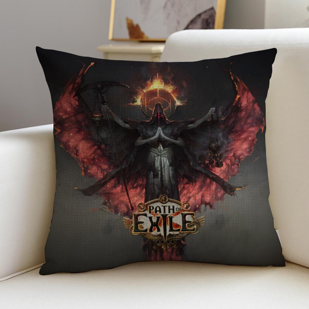 Dark PPath of ExileS Cushion Cover Breathable and skinfriendly linen pillowcase square removable and washable cushion