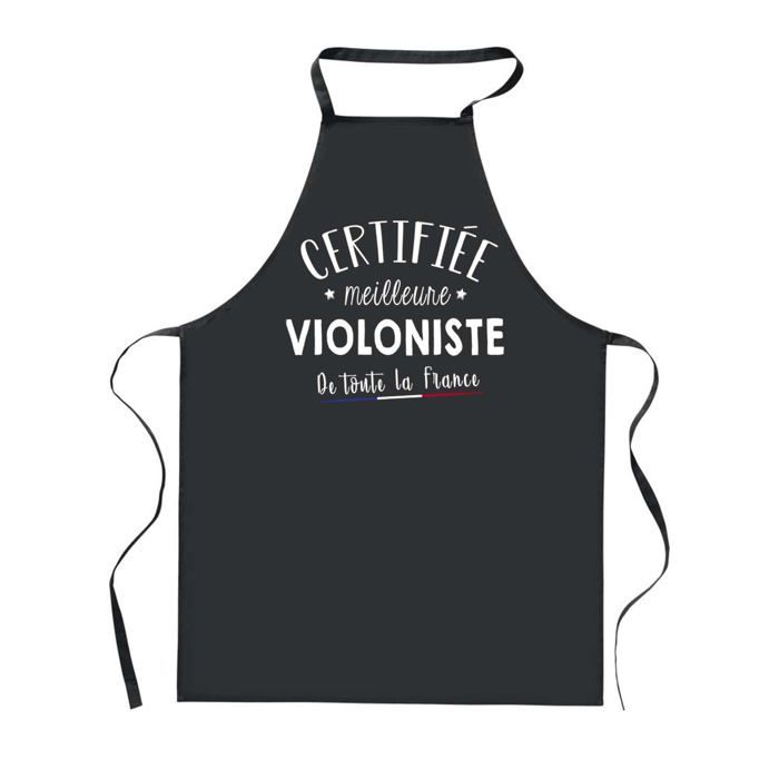 Tablier de cuisine - PLANETEE - Certifiée meilleure Violoniste - Noir - 90x60 cm - Impression Bretonne