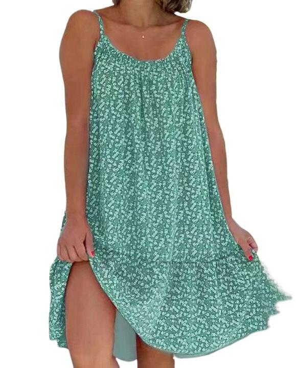 5XL Plus Size Floral Print Strappy Dress, 2023 European & American Style