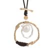 Long Sweater Chain Round Vintage Ladies Fashion Metal Pendant Necklace