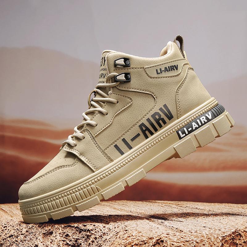 

2024 Мужские Осенние Новые Модные Повседневные Износостойкие Ботинки Высокие Туфли Инструменты Ботинки Tide Британские Холщовые Ботинки 39