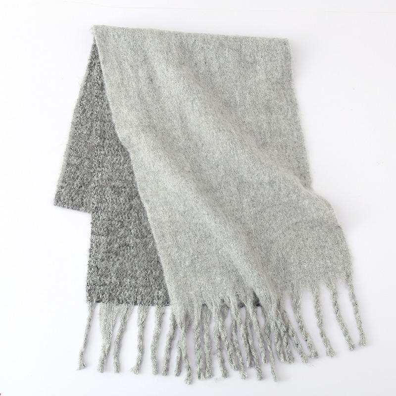Mohair scarf women's winter two-color soft waxy thickened autumn and winter coarse fringed versatile couple scarf