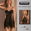 Sexy Large Size Erotic Underwear Front Split Lace Temptation Pajamas Mesh Perspective Suspender Nightdress