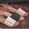 Fashion Women Indoor Linen Cane Slippers 2025 Spring Summer Shoes Anti-slip Light Weight Breathable Lace Couples Home Floor Slides