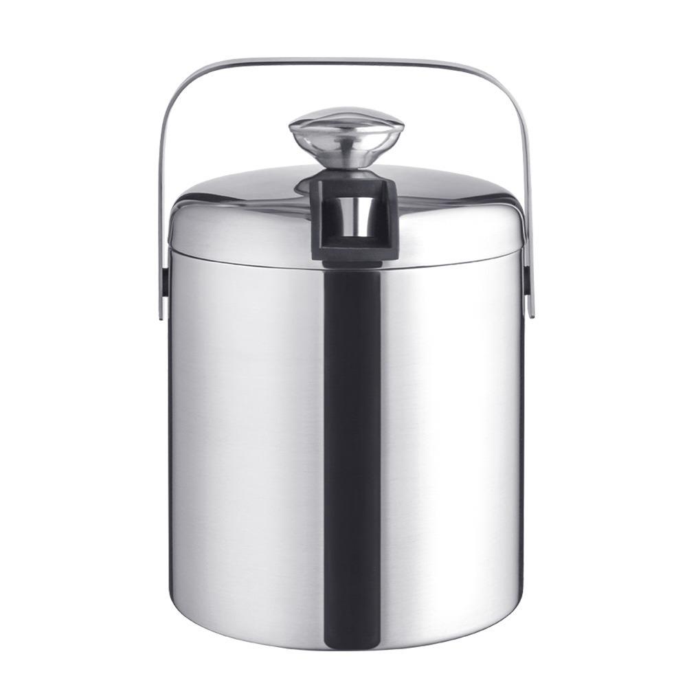 European Stainless Steel Double Layer Insulated Ice Bucket with Lid - Ideal for Wine, Cocktails, and Champagne
