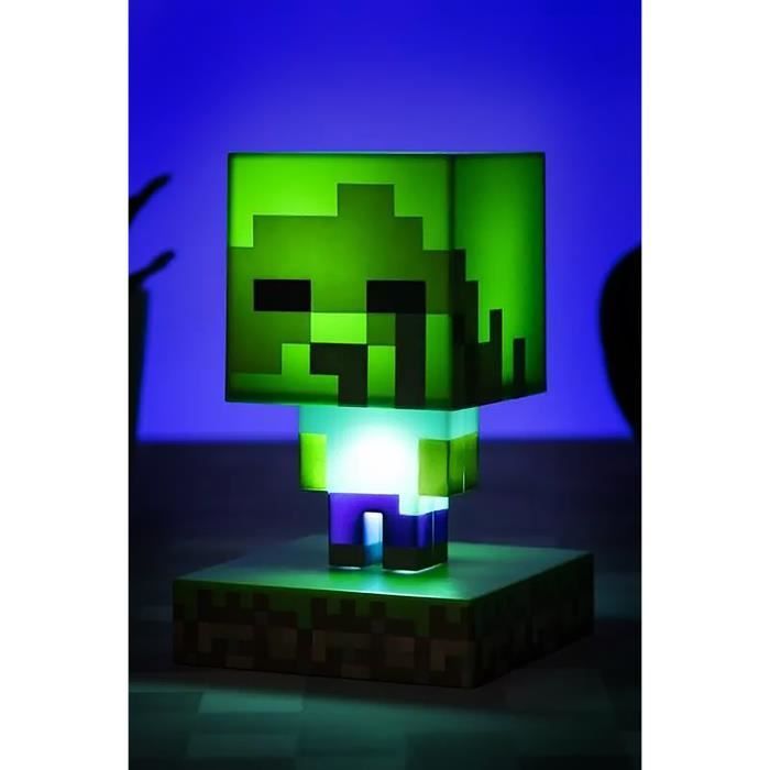 Lampe de chevet - minecraft - icône zombie - couleur verte - 1 ampoule - intérieur