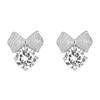 Selling Japanese ,Korean ,European American Personality Adorable Bow Zirconia Sterling Tone Earrings Trendy Stylish FemalePersonality