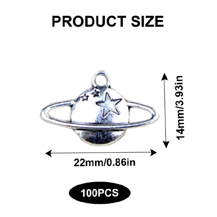 100pcs Saturns Planet Pendants In Antique Silver Saturns And Star Pendant Charm Great For Delicate Jewelry Accessory