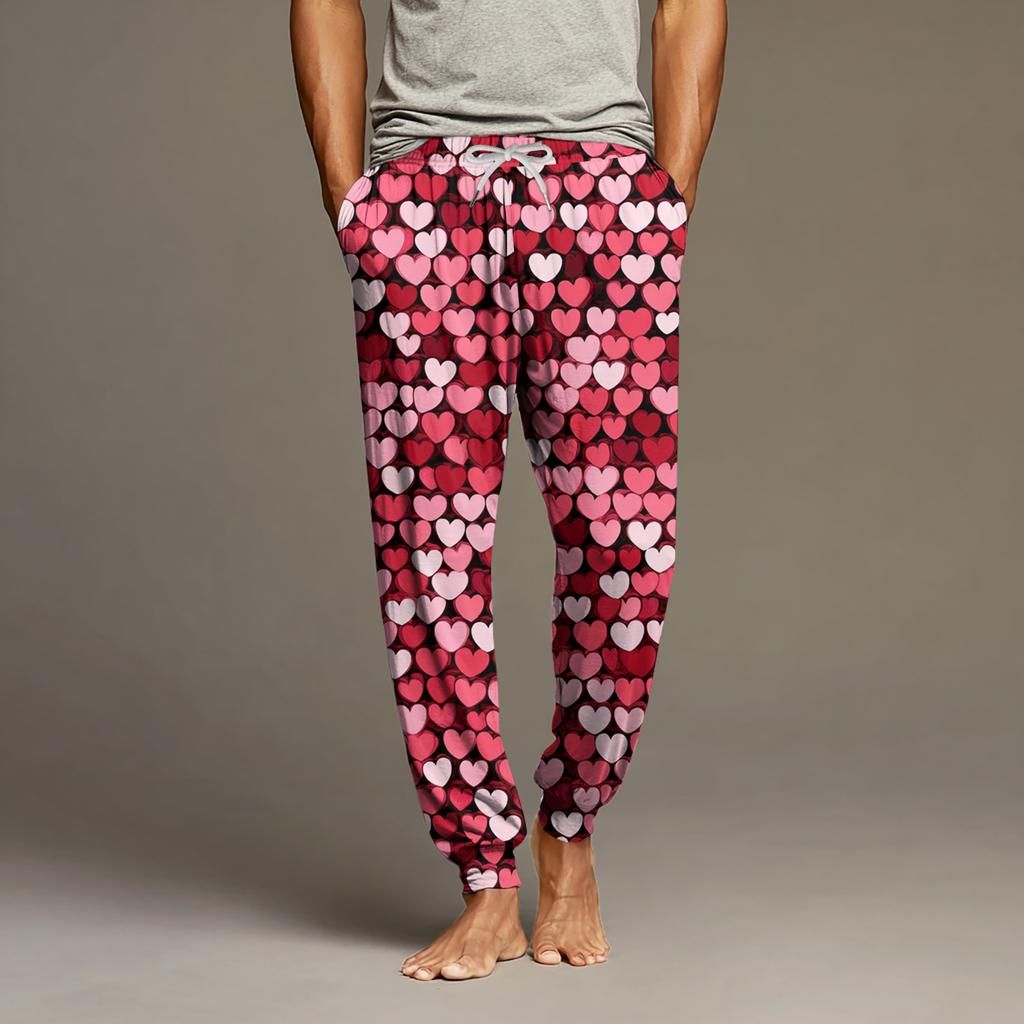 Men's Drawstring Pocket Cuffed Casual Pants Home Sleep Pants