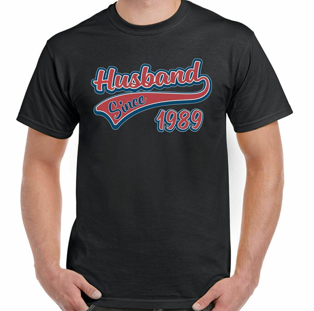 Husband Since 1989 Mens Funny Wedding Anniversary T-Shirt Fathers Valentines Day