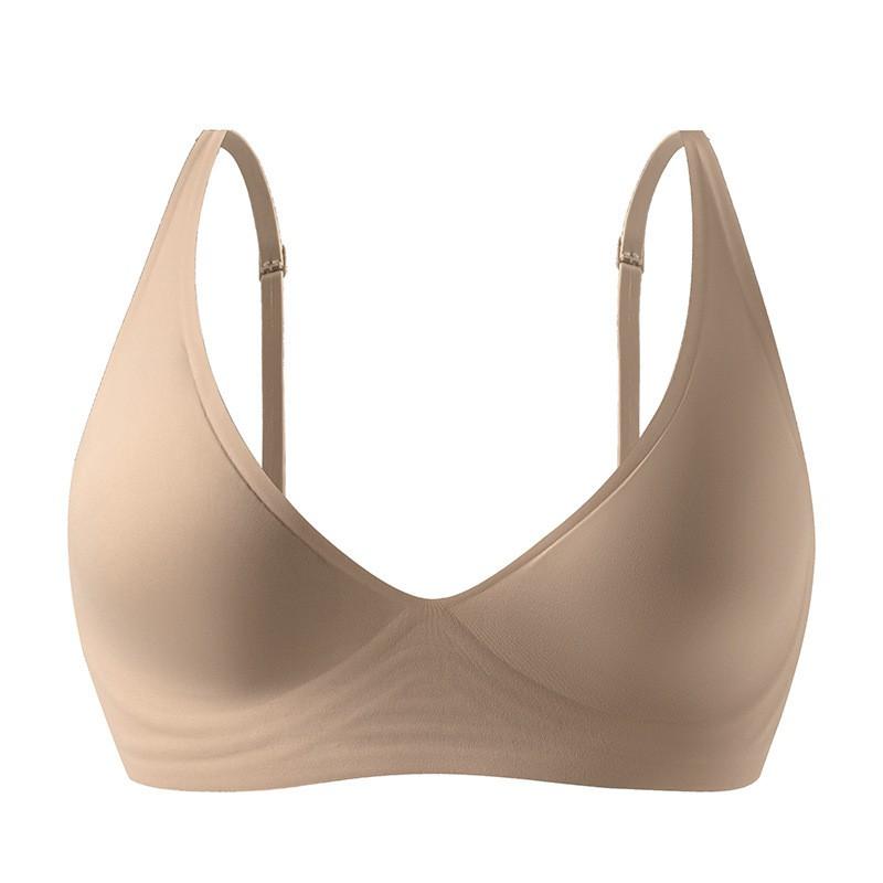 Wireless Soft Support Bra Small Busts - Seamless Push-Up With Fixed Straps Breathable Ice Silk Fabric 3/4 Cup