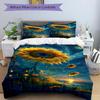 3pcs Sunflower Fantasy Bedding Set, Includes One Quilt Cover and Two Pillowcases (No Core), Festival Gift, Polyester Fabric, Anime Cartoon