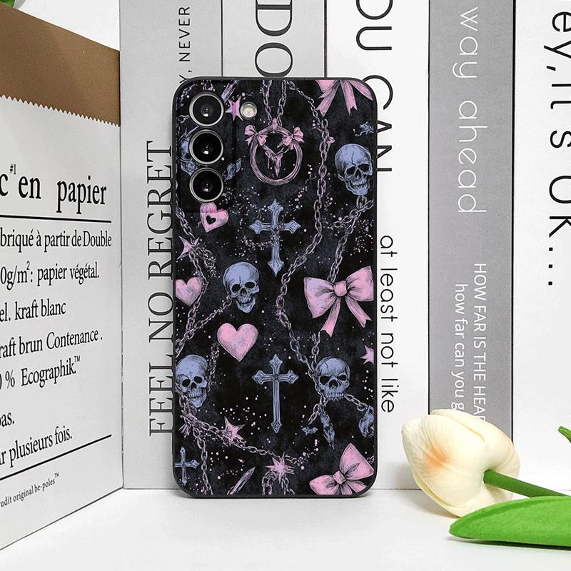 Vintage Gothic Pink Bow Skull Cross Pattern Phone Case for Huawei Nova 13 12 11 Pro 10 SE Mate 40 60 Pro+ P60 P50 P40 Soft Cover