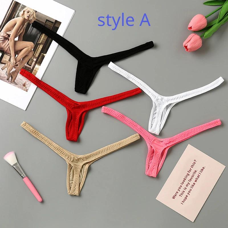 New Deep V Thong Women's Breathable One Line Sexy Hot Low Waist Mini Panties Bikini Bottom Thongs Female Panty Women Underwear