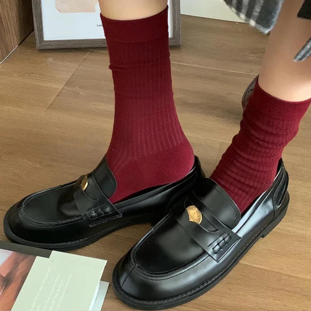 Autumn Winter High-Quality 5A Women'S Knee And Calf Mid Length Socks Lightweight And Warm Cold-Proof Fine Wool Stripes Stockings