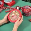 Christmas Transparent Round Tin Box for Cookies, Candy, and Chocolate Gifts
