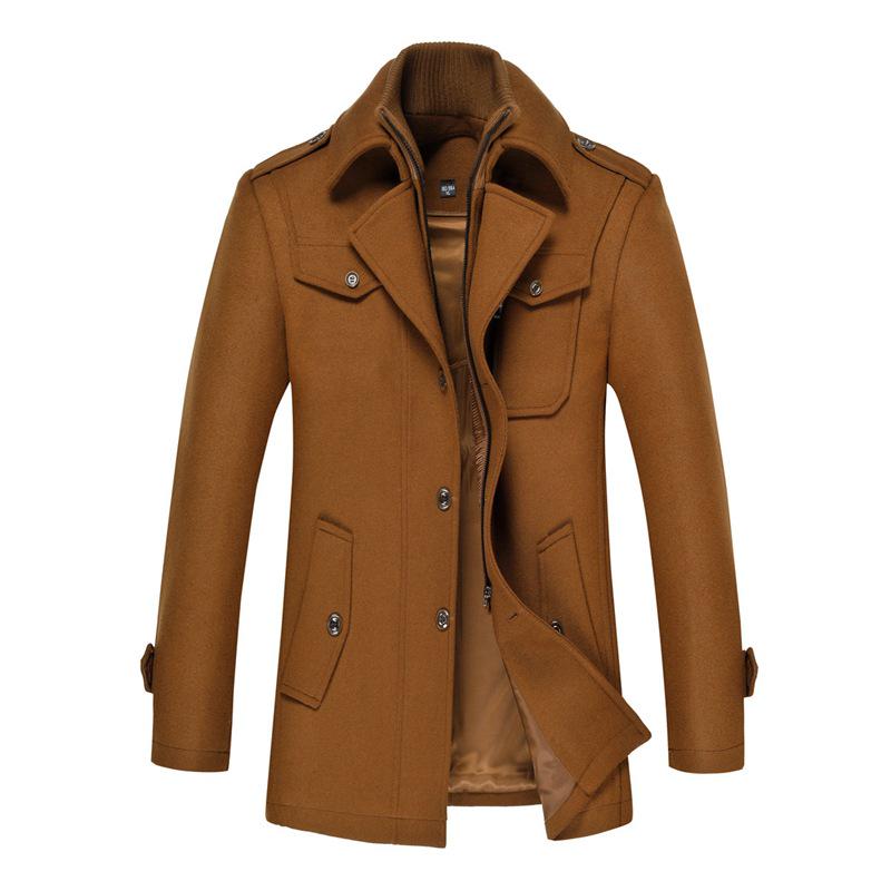 Autumn and Winter Woolen Coat Men's Slim-fitting Large-size Trench Coat Men's Thickened Woolen Coat Woolen Coat Men