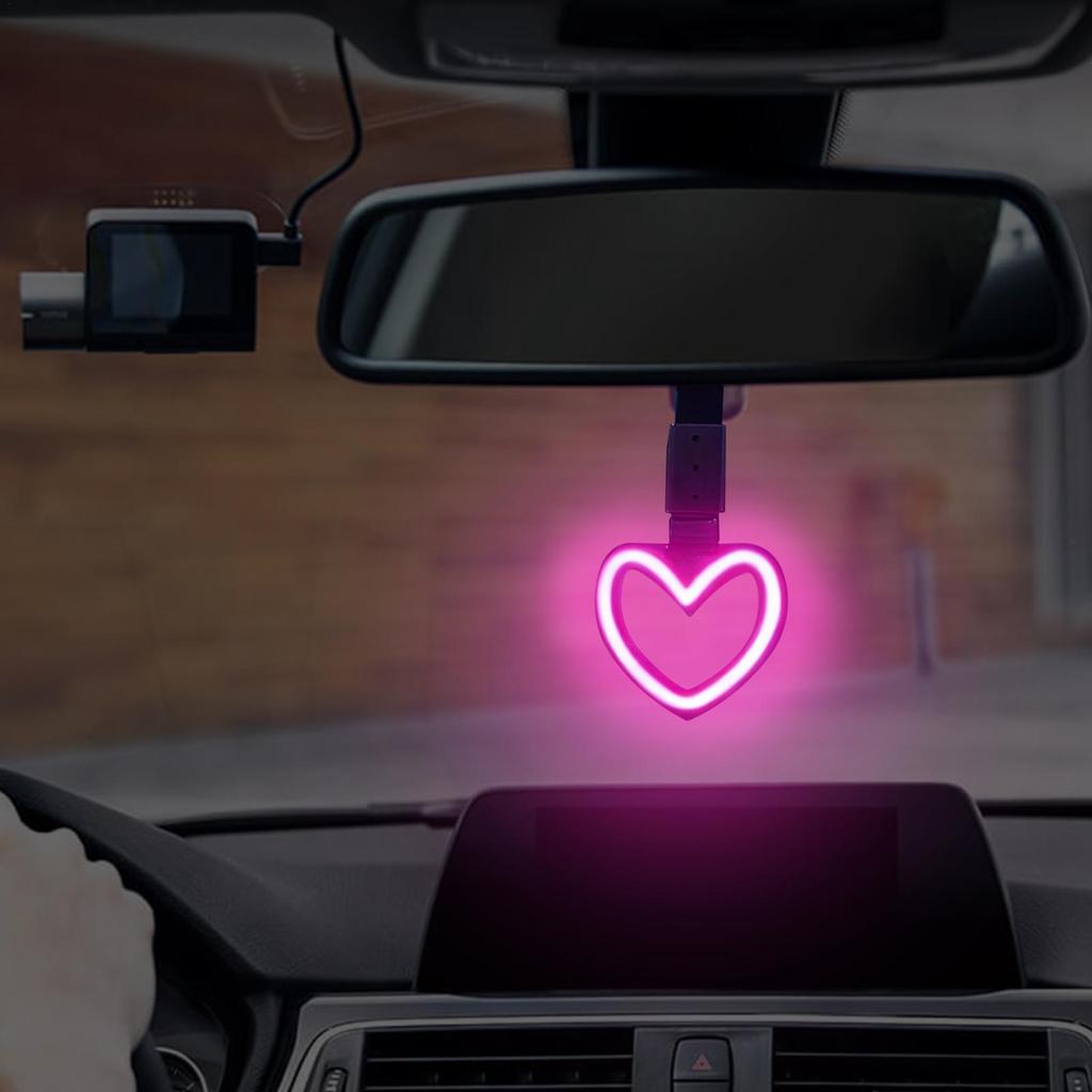 Rückspiegel Dekoration Herzförmig Automobil LED Ornament Hinterer Stoßfänger Warnring für SUV Wohnmobil Limousine LKW Auto Fahrzeug