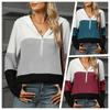 Plus Size Color Block Half Zip Drawstring Hooded Sweatshirt