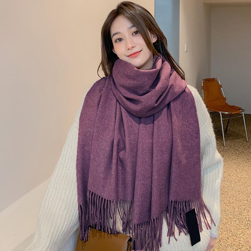 Scarf Women's Autumn and Winter Warm Thickened Solid Color Cashmere Scarf New Shawl Korean Version Scarf