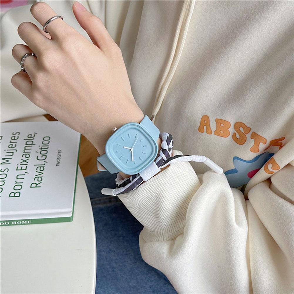 Creative Fashionable Macaron Color Square Watch Multicolored PU Watchband Quartz Watch Women Casual Watch
