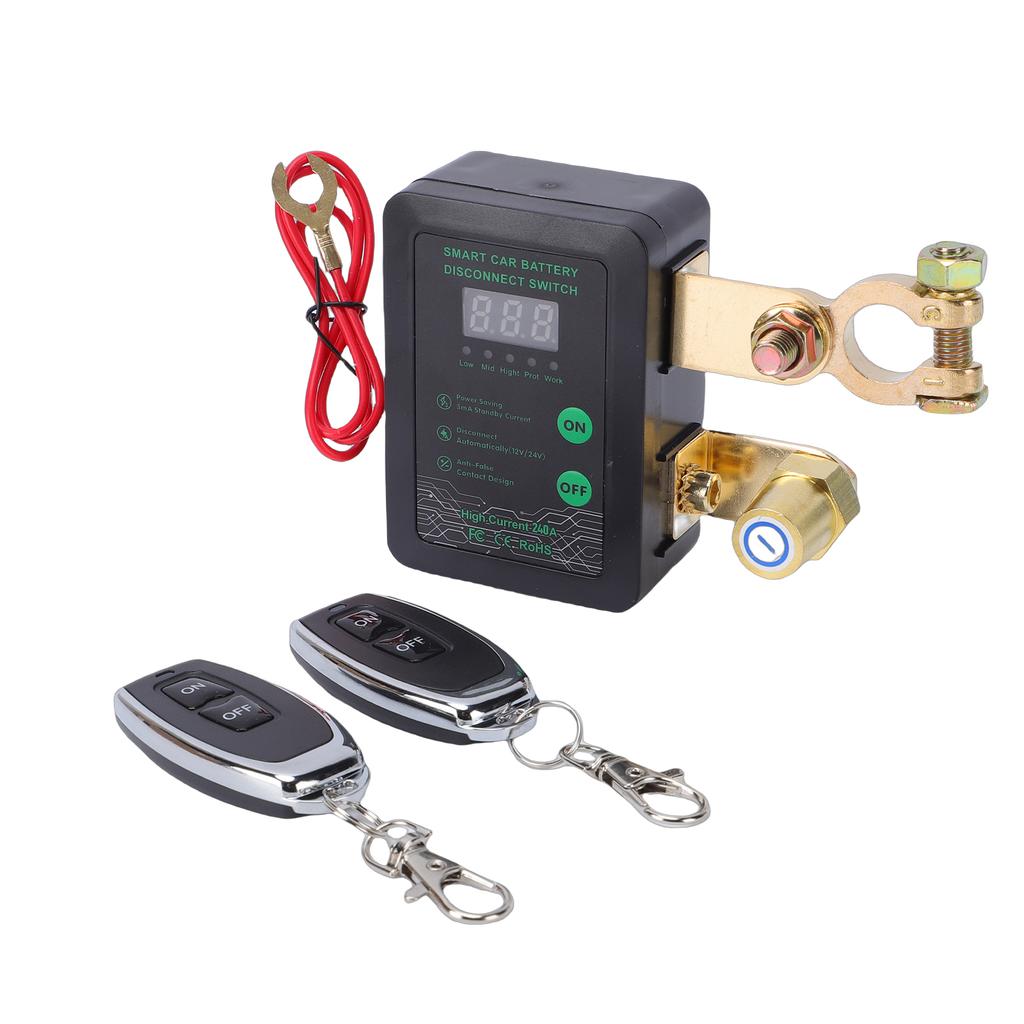 Digital Battery Disconnect Switch, 12V 24V Manual Remote Battery Isolator for Cars, SUVs, MPVs, EVs