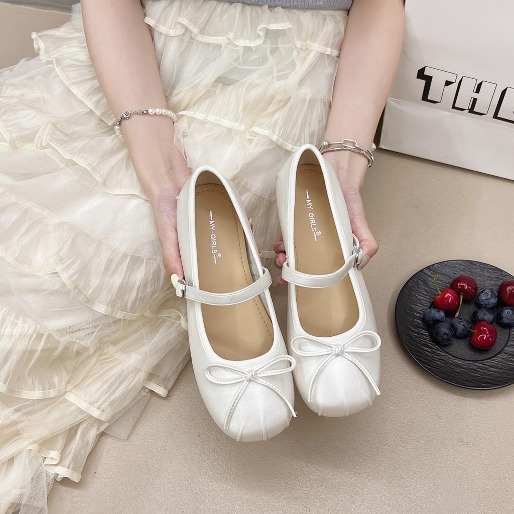 Bow Shallow Mouth Single Shoes Women's Spring and Summer New Soft-soled Ballet Small Single Shoes Women