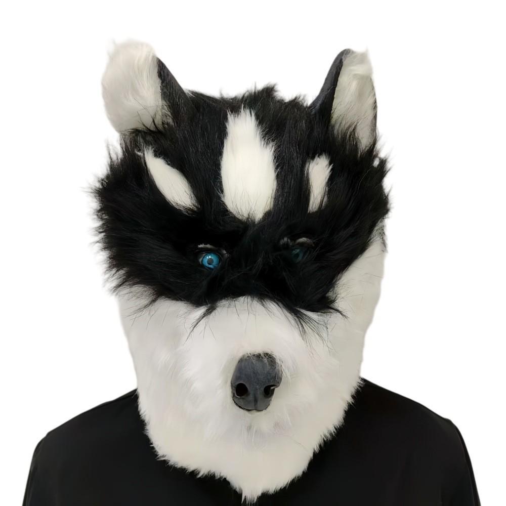 Plush Husky Head Mask With Funny Animal Costume For Halloween And Party Events
