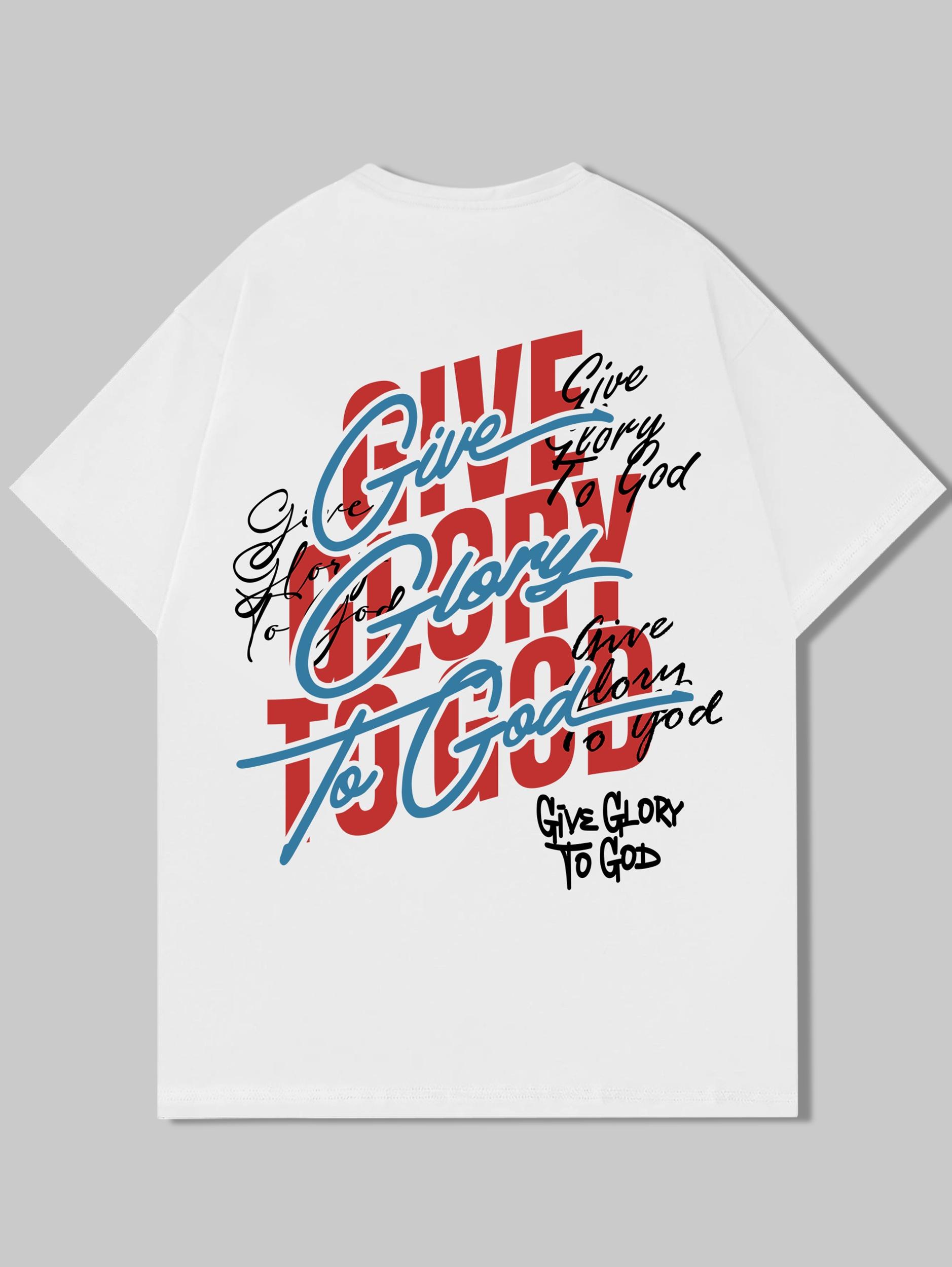 Mens Give Glory to God TrendInspired Slogan Print Fashion TShirt S