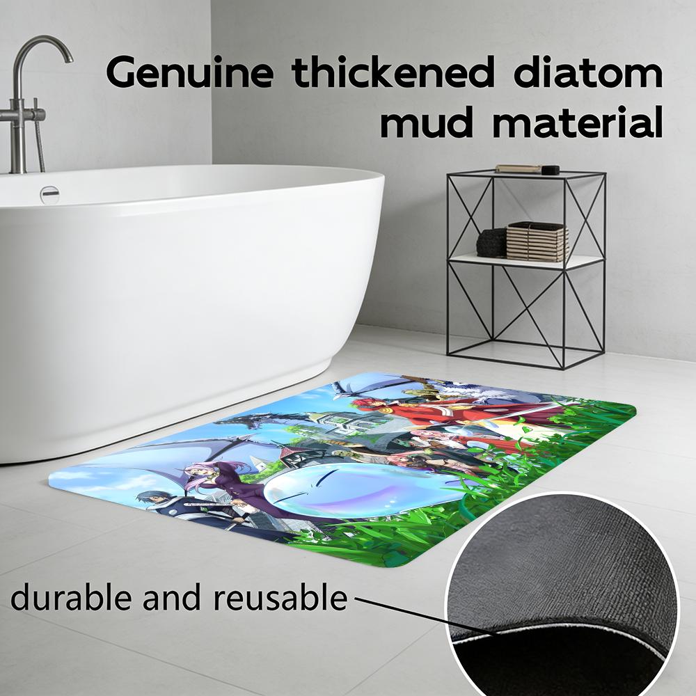 Anime T-Tensura Floor Mat Diatomite Bath Mat, Quick Dry Absorbent Non-Slip Door Mat