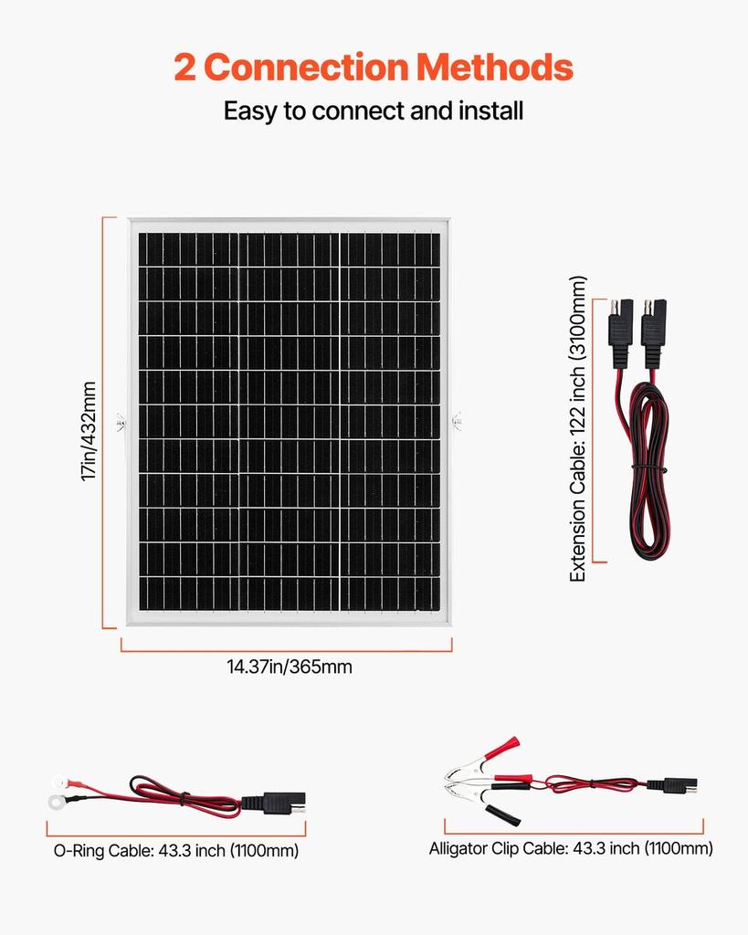 25W 12V Solarpanel Batterieladegerät, Solarbatterie-Erhaltungsladegerät mit intelligentem MPPT-Regler und verstellbarer Montagehalterung, IP67