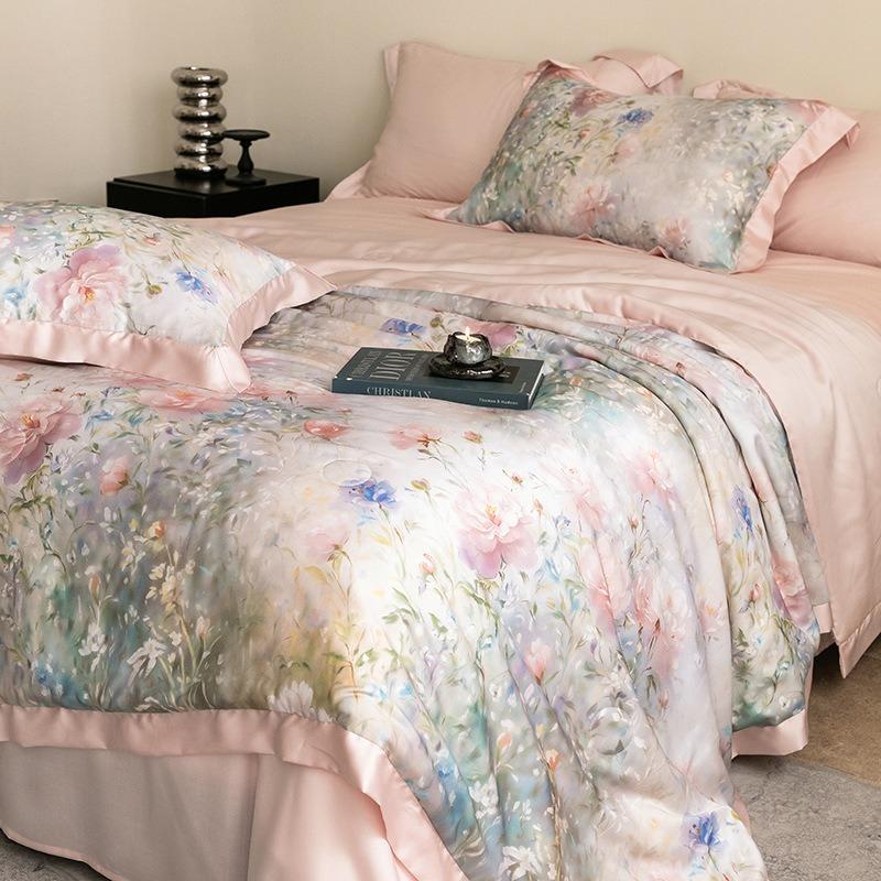 Luxury 100% Lyocell Tencel Summer Quilt Set Four-Piece Air Conditioning Quilt High-End Sensation A-Class Baby-Friendly Bedding