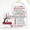 2D Flat Wife Gifts Acrylic Heart Keepsake Desktop Decorative Plaque, Home Decor Plaque Hanging Wall Art Decorative Garden Decoration for Room Door Sig