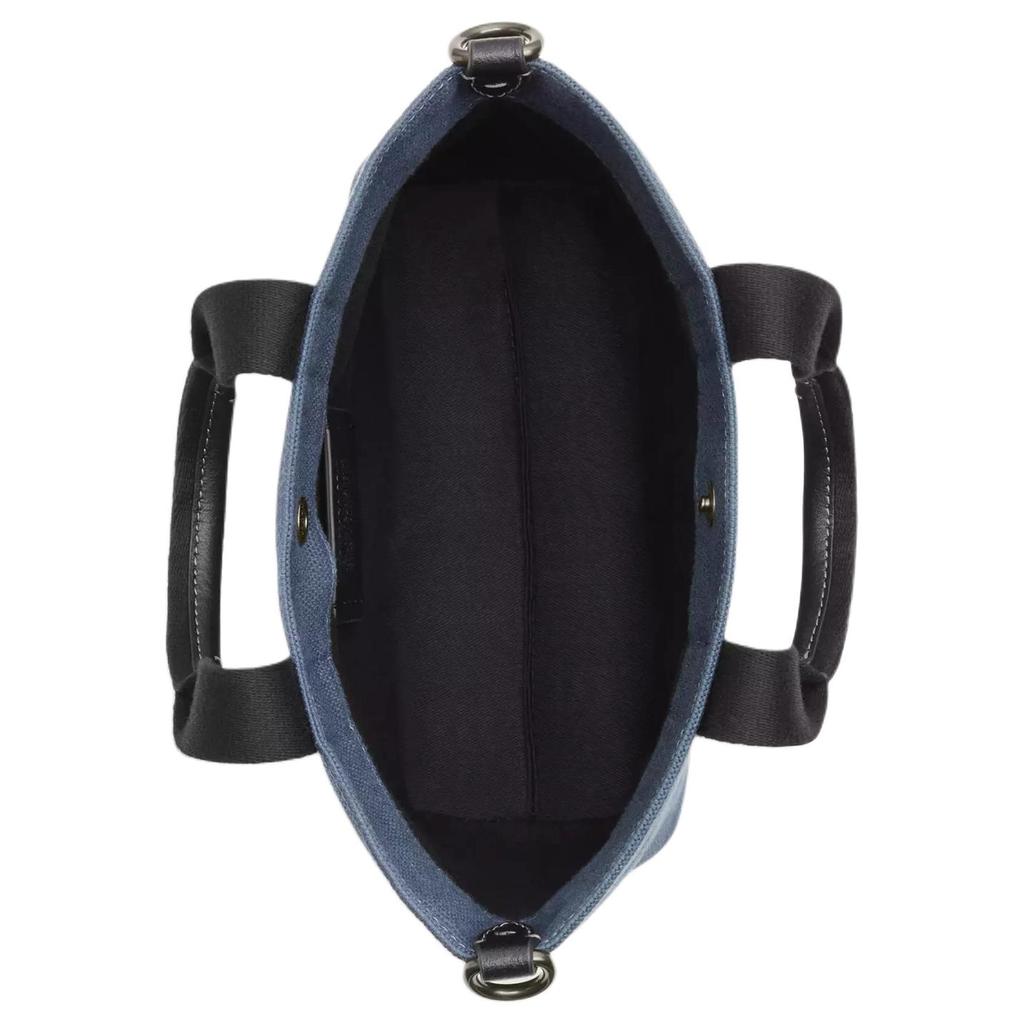 Coach 20 Letter Logo Snap Closure Canvas And Smooth Leather Tote Bag Men Tote Bags Midnight-Navy CU299-QBN2V