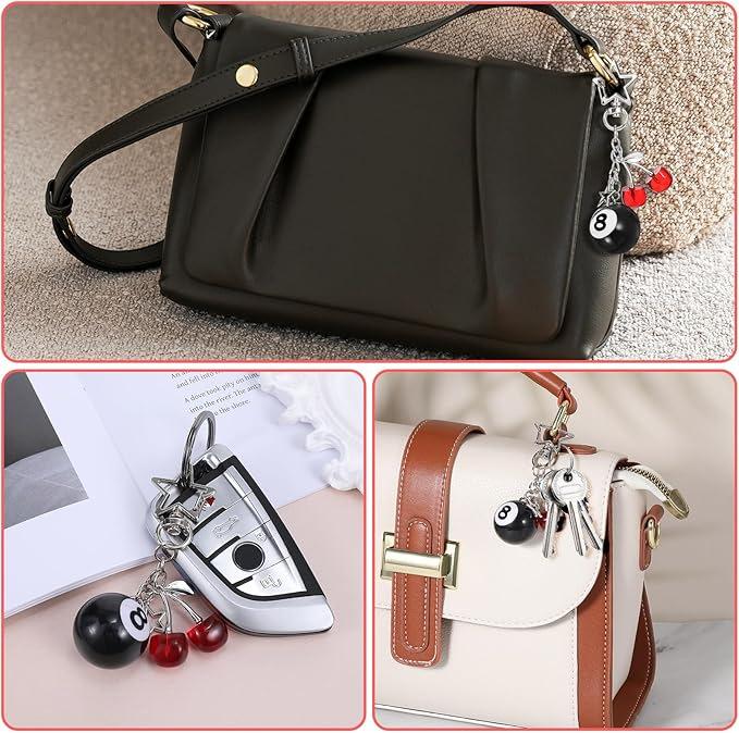 Cherry Pendant Keychain Cherry Billiards Resin Car Key Accessories Couple Family Keychain Pendant
