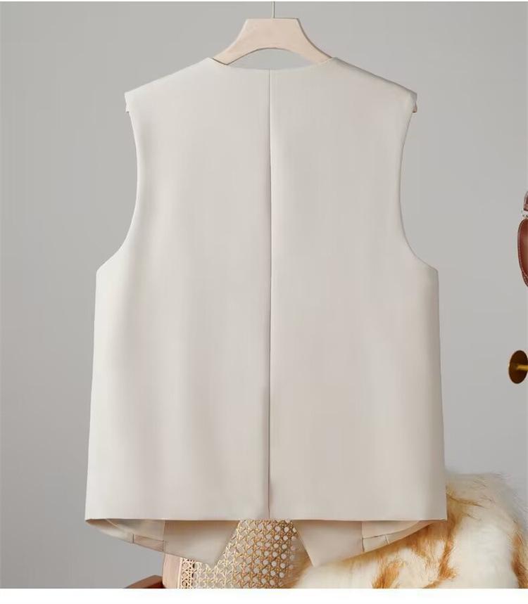 2025 Spring V-neck Loose Solid Color Sleeveless Jacket & Cardigan Vest