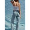 Summer New Women clothes Five Pocket Hole Decorative Water Diamond Decorations High Waist Arc Denim Trousers 3607011